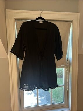 Women's J Crew like new  Black Tassel-Trim Cover-Up Dress